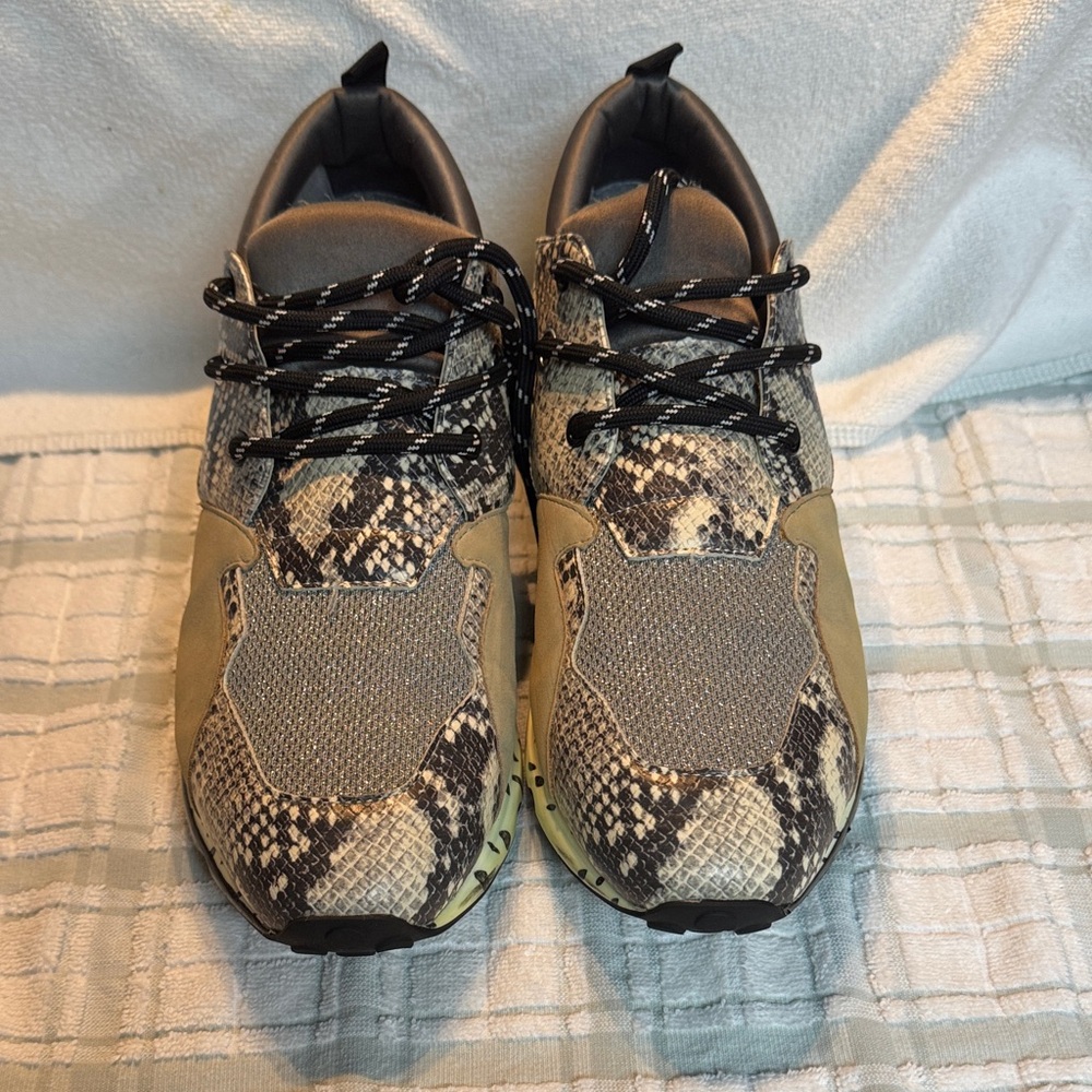 Steve Madden Snake Print Sneakers - Black, Gray, Tan